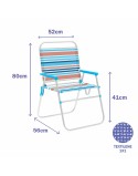 Marbueno Silla Plegable Aluminio Rayas Naranjas y Azules Playa y Piscina 52X56X80 cm 10462