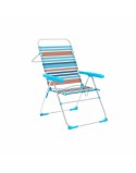 Marbueno Silla Plegable 5 Posiciones Aluminio Rayas Naranjas y Azules Playa y Piscina 59X61X97 cm 10464