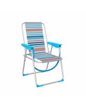 Marbueno Sedia Pieghevole Alluminio Strisce Arancioni e Blu Spiaggia e Piscina 53X56X78 cm
