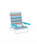 Marbueno Silla Plegable 5 Posiciones Aluminio Rayas Naranjas y Azules Playa y Piscina 63X76X78 cm 10463
