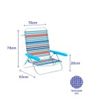 Marbueno Silla Plegable 5 Posiciones Aluminio Rayas Naranjas y Azules Playa y Piscina 63X76X78 cm 10463