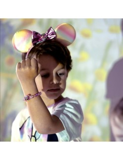 Conjunto Colar e Pulseiras Minnie Mouse Cor de Rosa 2 Peças