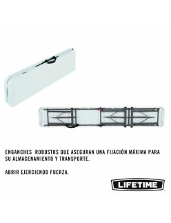 Bench Lifetime Foldable White 183 x 29 x 42 cm
