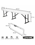 Bench Lifetime Foldable White 183 x 29 x 42 cm