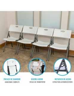 Silla Plegable Lifetime Blanco 4 Unidades 50 x 58 x 83 cm