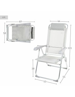 Folding Chair Aktive Reclining Grey 44 x 55 x 101 cm