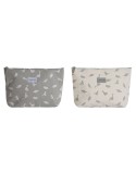 Nécessaire de Voyage DKD Home Decor Blanc Gris Coton 33 x 8 x 21 cm (2 Unités)