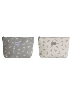 Nécessaire de Voyage DKD Home Decor Blanc Gris Coton 33 x 8 x 21 cm (2 Unités)