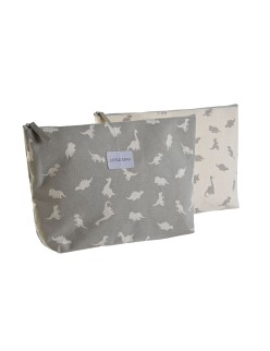 Nécessaire de Voyage DKD Home Decor Blanc Gris Coton 33 x 8 x 21 cm (2 Unités)