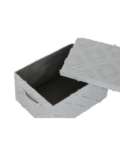 Set di Scatole Decorative Home ESPRIT Grigio Crema 40 x 30 x 20 cm 3 Pezzi (2 Unità)