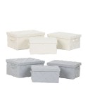 Set di Scatole Decorative Home ESPRIT Grigio Crema 40 x 30 x 20 cm 3 Pezzi (2 Unità)
