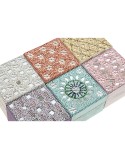 Caja-Joyero Home ESPRIT Multicolor Rosa Lila Madera de mango 10 X 10 X 6,6 cm (2 Piezas) (6 Unidades)