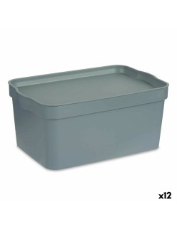 Aufbewahrungsbox mit Deckel Kipit TP594-2 Grau Kunststoff 7,5 L 21 x 14,2 x 32 cm (12 Stück)
