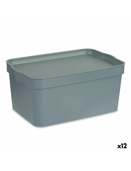 Aufbewahrungsbox mit Deckel Kipit TP594-2 Grau Kunststoff 7,5 L 21 x 14,2 x 32 cm (12 Stück)