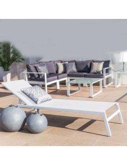 Ligstoel Thais Branco 199 x 61 x 30 cm