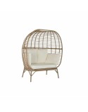 Poltrona de jardim DKD Home Decor Branco Castanho Aço Rotim sintético 130 x 68 x 146 cm