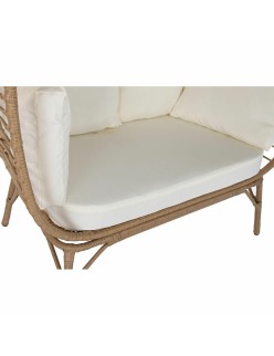 Poltrona de jardim DKD Home Decor Branco Castanho Aço Rotim sintético 130 x 68 x 146 cm