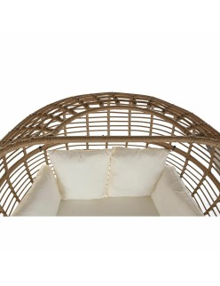 Poltrona de jardim DKD Home Decor Branco Castanho Aço Rotim sintético 130 x 68 x 146 cm