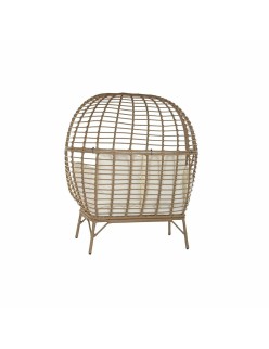 Poltrona de jardim DKD Home Decor Branco Castanho Aço Rotim sintético 130 x 68 x 146 cm