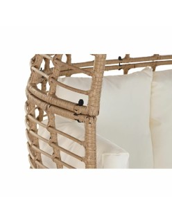Poltrona de jardim DKD Home Decor Branco Castanho Aço Rotim sintético 130 x 68 x 146 cm