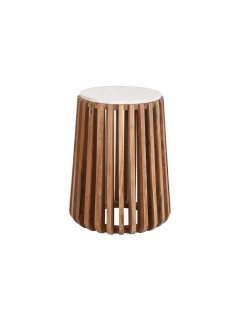 Beistelltisch DKD Home Decor Weiß natürlich Marmor Mango-Holz 47 x 47 x 58 cm