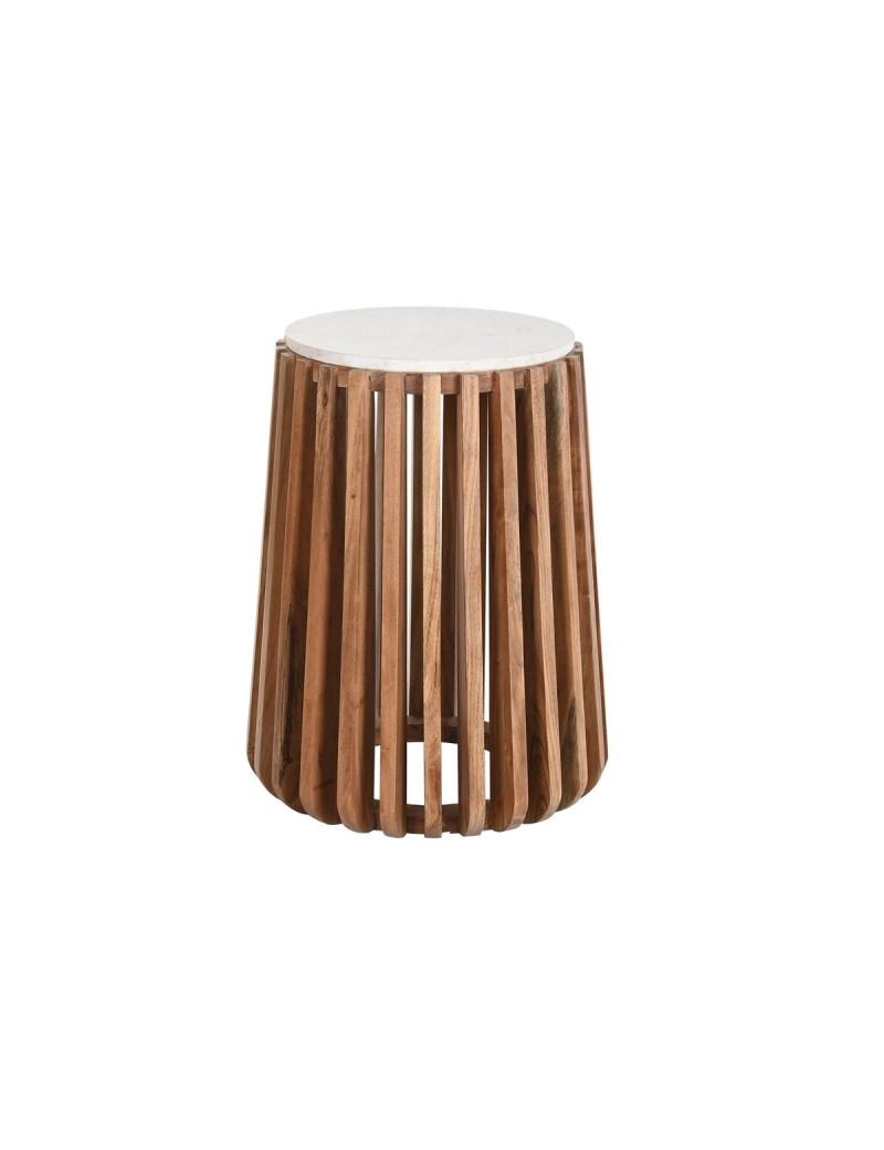 Mesa auxiliar DKD Home Decor Blanco Natural Mármol Madera de mango 47 x 47 x 58 cm