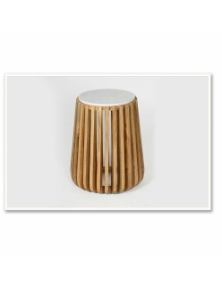 Mesa auxiliar DKD Home Decor Blanco Natural Mármol Madera de mango 47 x 47 x 58 cm