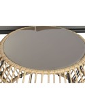 Conjunto de Mesa com 3 Poltronas DKD Home Decor Castanho Alumínio Rotim sintético 144 x 67 x 74 cm