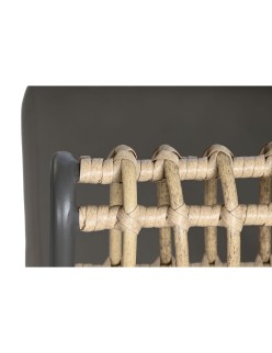 Conjunto de Mesa com 3 Poltronas DKD Home Decor Castanho Alumínio Rotim sintético 144 x 67 x 74 cm