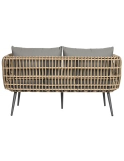 Conjunto de Mesa com 3 Poltronas DKD Home Decor Castanho Alumínio Rotim sintético 144 x 67 x 74 cm