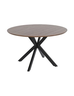 Mesa de Comedor Home ESPRIT Marrón Negro Hierro Madera MDF 120 x 120 x 75 cm
