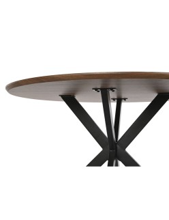 Mesa de Comedor Home ESPRIT Marrón Negro Hierro Madera MDF 120 x 120 x 75 cm