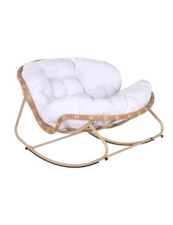 Sedia a Dondolo Home ESPRIT Bianco Marrone Acciaio 108 x 108 x 80 cm