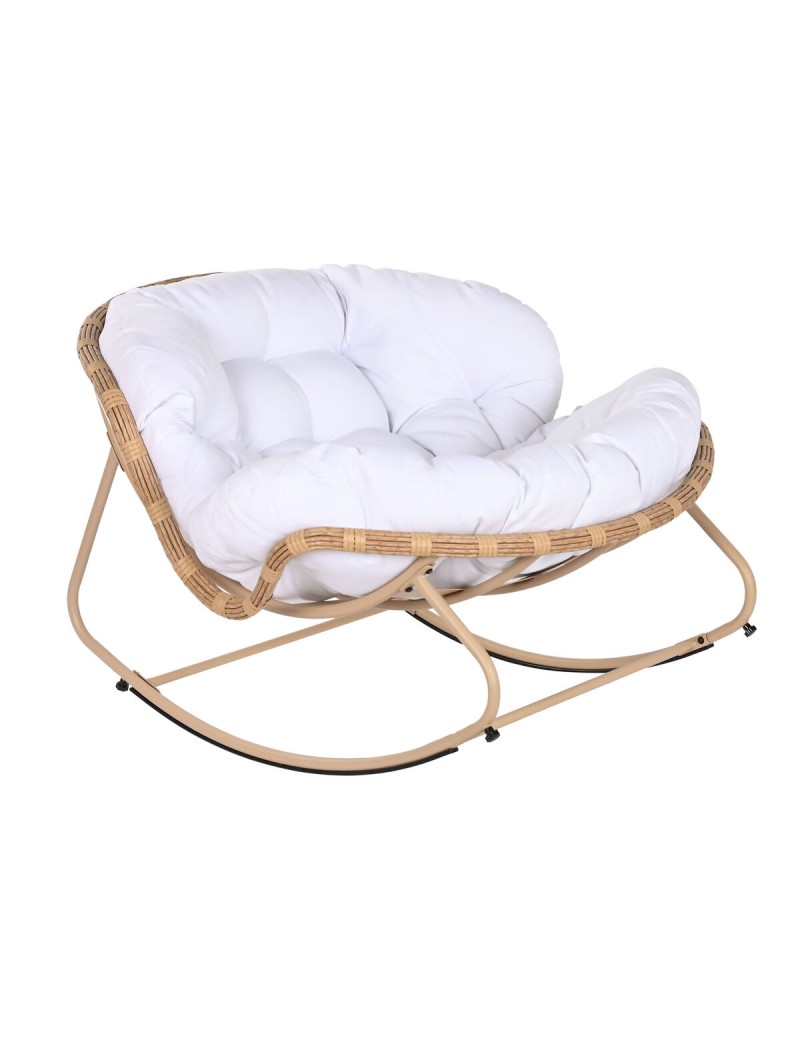 Sedia a Dondolo Home ESPRIT Bianco Marrone Acciaio 108 x 108 x 80 cm