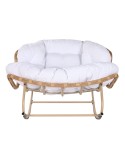 Fauteuil à Bascule Home ESPRIT Blanc Marron Acier 108 x 108 x 80 cm