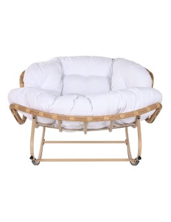 Sedia a Dondolo Home ESPRIT Bianco Marrone Acciaio 108 x 108 x 80 cm