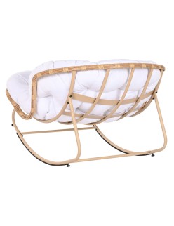Cadeira de baloiço Home ESPRIT Branco Castanho Aço 108 x 108 x 80 cm