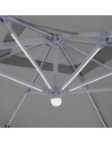 Parasol Tiber Branco Cinzento claro Alumínio 300 x 300 x 250 cm LED