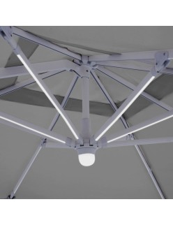 Parasol Tiber Branco Cinzento claro Alumínio 300 x 300 x 250 cm LED