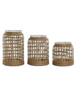 Vase Home ESPRIT natürlich Kristall 16,5 x 16,5 x 27 cm (3 Stücke)