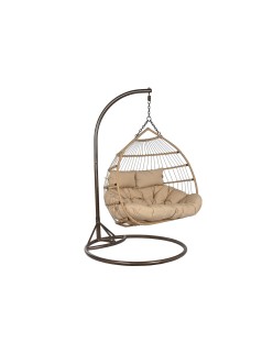 Poltrona de jardim suspensa Home ESPRIT Catanho escuro Marrom claro Alumínio Rotim sintético 130 x 61 x 117 cm