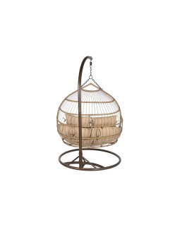 Poltrona de jardim suspensa Home ESPRIT Catanho escuro Marrom claro Alumínio Rotim sintético 130 x 61 x 117 cm