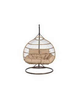 Poltrona de jardim suspensa Home ESPRIT Catanho escuro Marrom claro Alumínio Rotim sintético 130 x 61 x 117 cm
