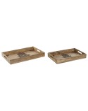 Jogo de Bandejas Home ESPRIT Natural Madeira de mangueira 43,5 x 27 x 5,5 cm (2 Unidades)