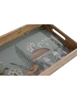 Jogo de Bandejas Home ESPRIT Azul Natural Madeira de mangueira 43,5 x 27 x 5,5 cm (2 Unidades)