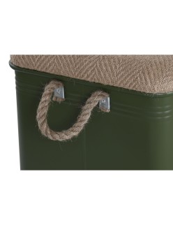 Set di Bauli Home ESPRIT Verde scuro Naturale Metallo Corda Fibra 69 X 37 X 37,5 cm (3 Unità)