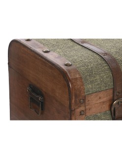 Lot de paniers Home ESPRIT Vert Multicouleur Bois Toile Tropical 60 x 43,5 x 42 cm (3 Unités)