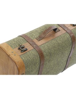 Set di Bauli Home ESPRIT Verde Legno Tela Tropicale 60 x 24 x 38 cm