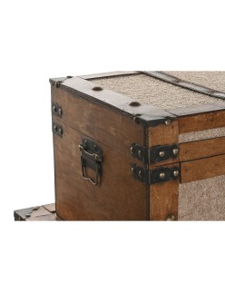 Set di Bauli Home ESPRIT Marrone Beige Poliestere Legno 80 x 49 x 45 cm (3 Unità)