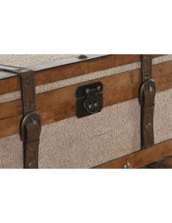 Set di Bauli Home ESPRIT Marrone Beige Poliestere Legno 80 x 49 x 45 cm (3 Unità)